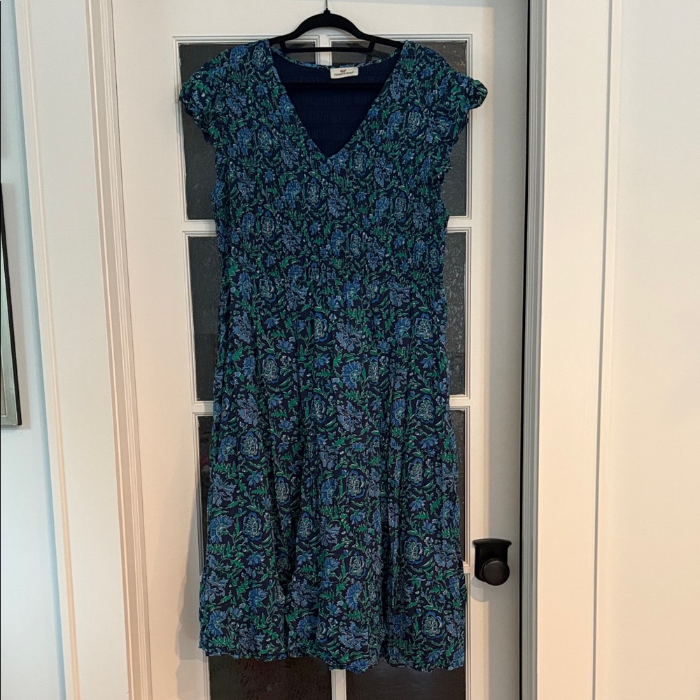Vineyard Vines Blue and Green Midi Dress